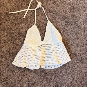 White Crochet Halter Top